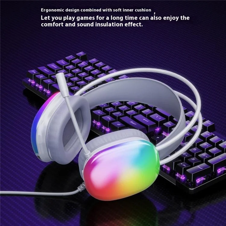 Headset Gamer com Fio LENOVO LECOO HT409 USB 7.1 com Iluminação LED, Over-Ear com Microfone - Preto