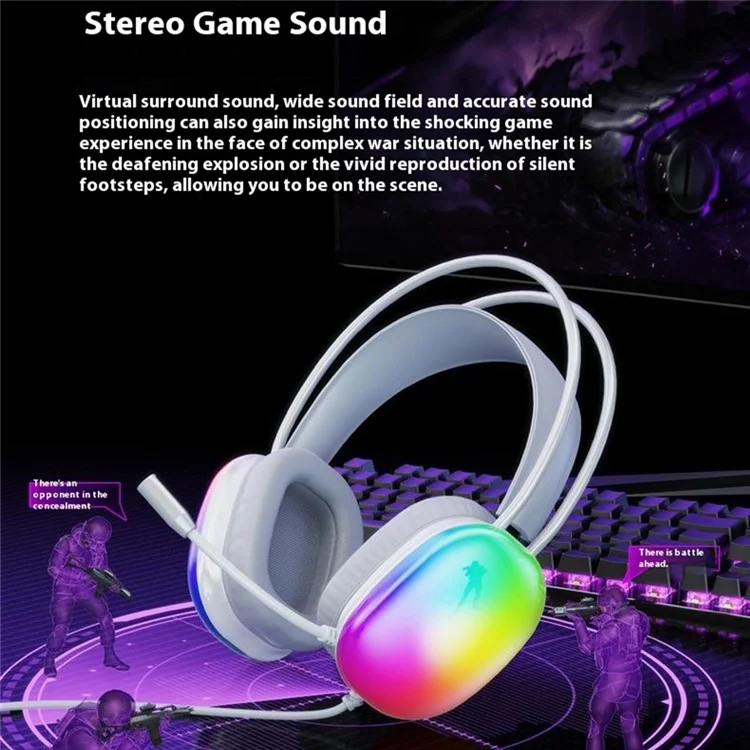Headset Gamer com Fio LENOVO LECOO HT409 USB 7.1 com Iluminação LED, Over-Ear com Microfone - Preto