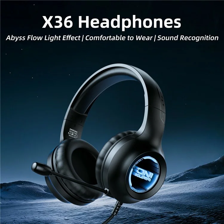 Auriculares Gaming ONIKUMA X36 con Controladores de 40mm, USB / 3.5mm con Micrófono / Luz LED para PC
