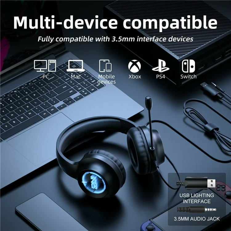 Auriculares Gaming ONIKUMA X36 con Controladores de 40mm, USB / 3.5mm con Micrófono / Luz LED para PC