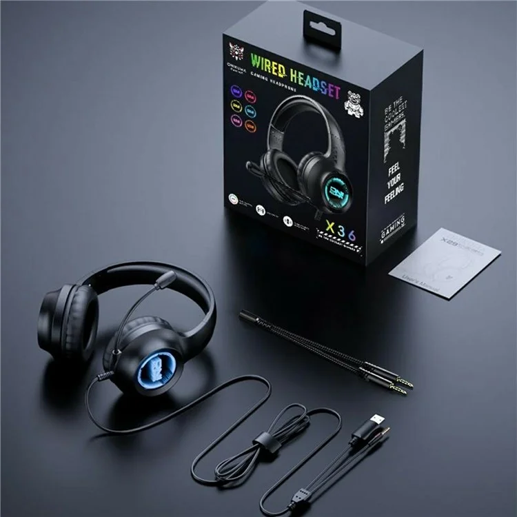 Auriculares Gaming ONIKUMA X36 con Controladores de 40mm, USB / 3.5mm con Micrófono / Luz LED para PC