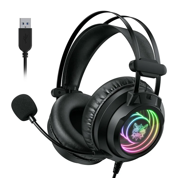 ONIKUMA X80 Игровая гарнитура с накладными наушниками 7.1 Объемный звук Драйверы 50 мм Проводные наушники USB для ПК