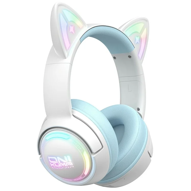 ONIKUMA GT838 Cat Ear Gaming Headset Triple Mode RGB Light Wireless Over-Ear Headphone with Mic - Blue