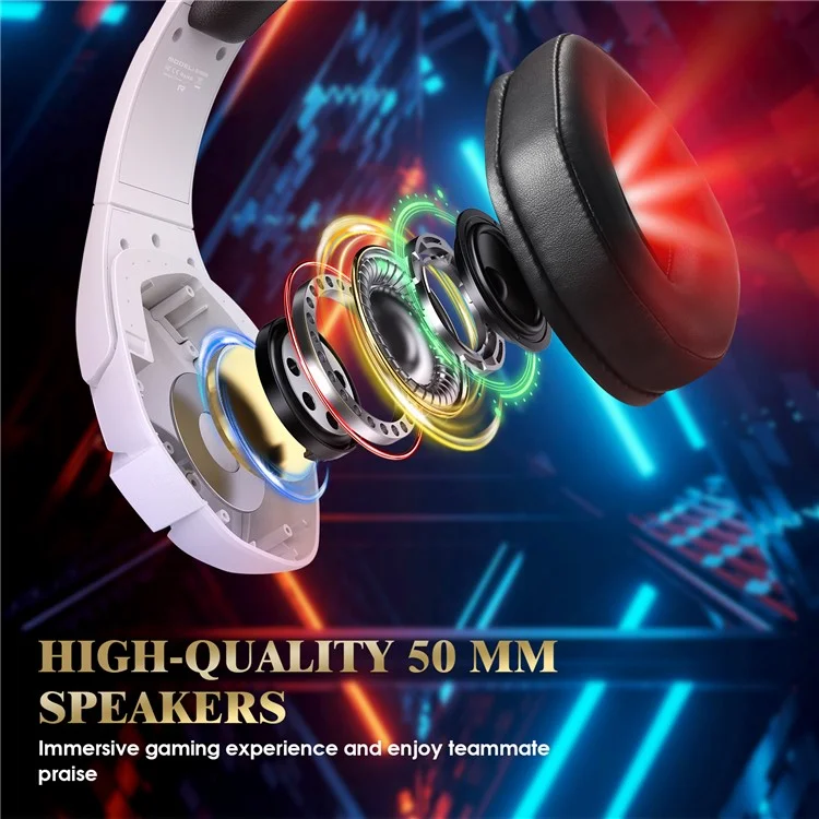 KOTION EACH G3000 For PS4 / PS5 / PC Gaming Headset RGB Light Wired Headphone with Splitter Cable - White