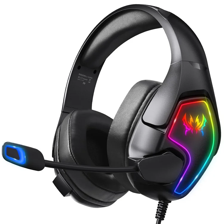 KOTION EACH G3000 For PS4 / PS5 / PC Gaming Headset RGB Light Wired Headphone with Splitter Cable - Black