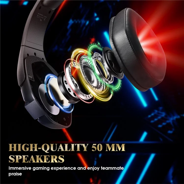 KOTION EACH G3000 For PS4 / PS5 / PC Gaming Headset RGB Light Wired Headphone with Splitter Cable - Black
