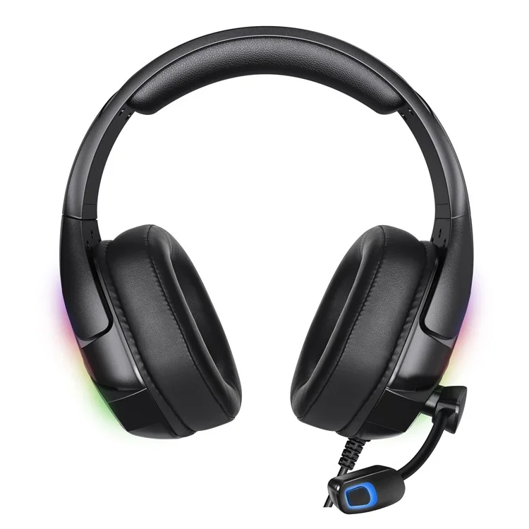 KOTION EACH G3000 For PS4 / PS5 / PC Gaming Headset RGB Light Wired Headphone with Splitter Cable - Black