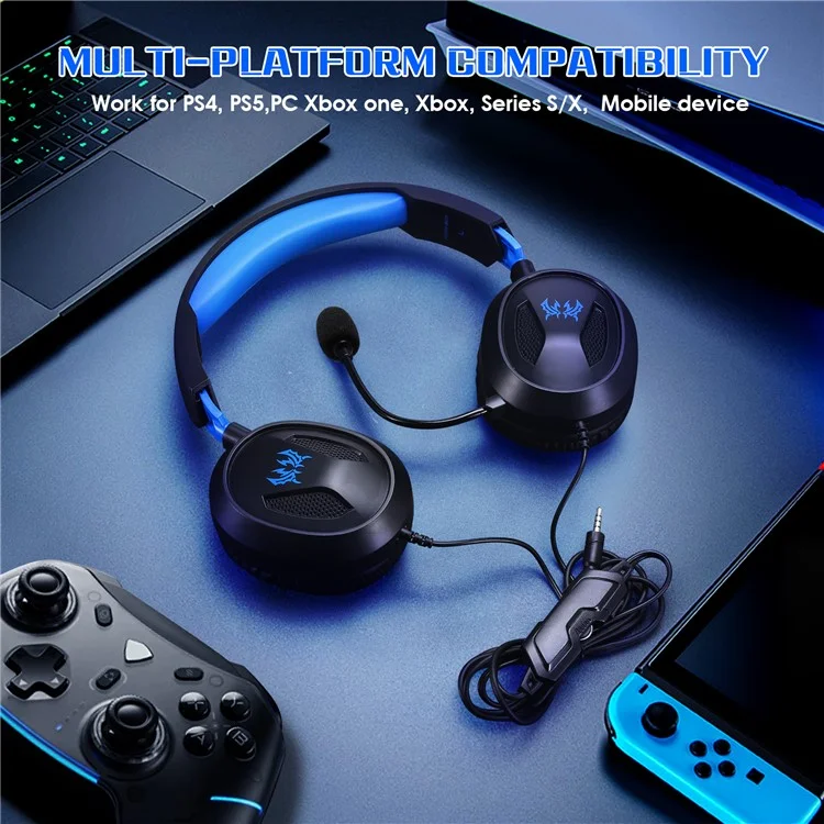 KOTION EACH G3100 For PS4 / PS5 / Nintendo Switch Gaming Headset Wired Headphone with Microphone - Blue