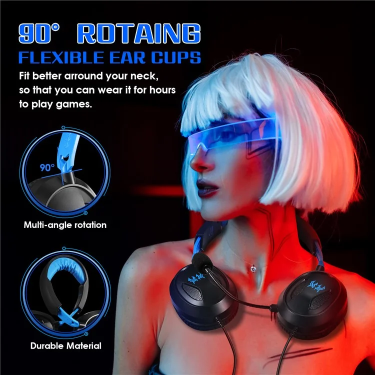 KOTION EACH G3100 For PS4 / PS5 / Nintendo Switch Gaming Headset Wired Headphone with Microphone - Blue
