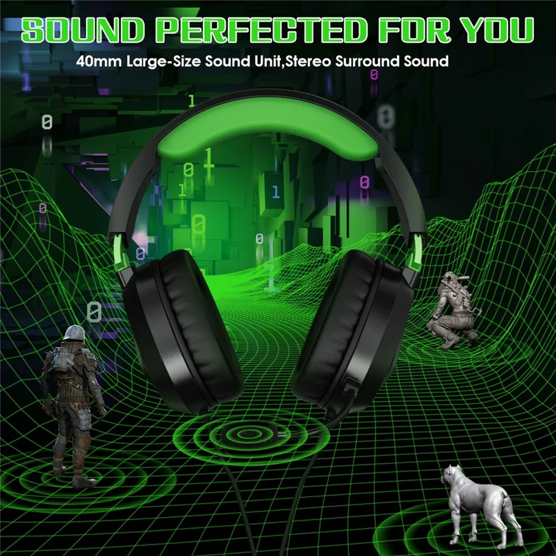 KOTION EACH G3100 For PS4 / PS5 / Nintendo Switch Gaming Headset Wired Headphone with Microphone - Green