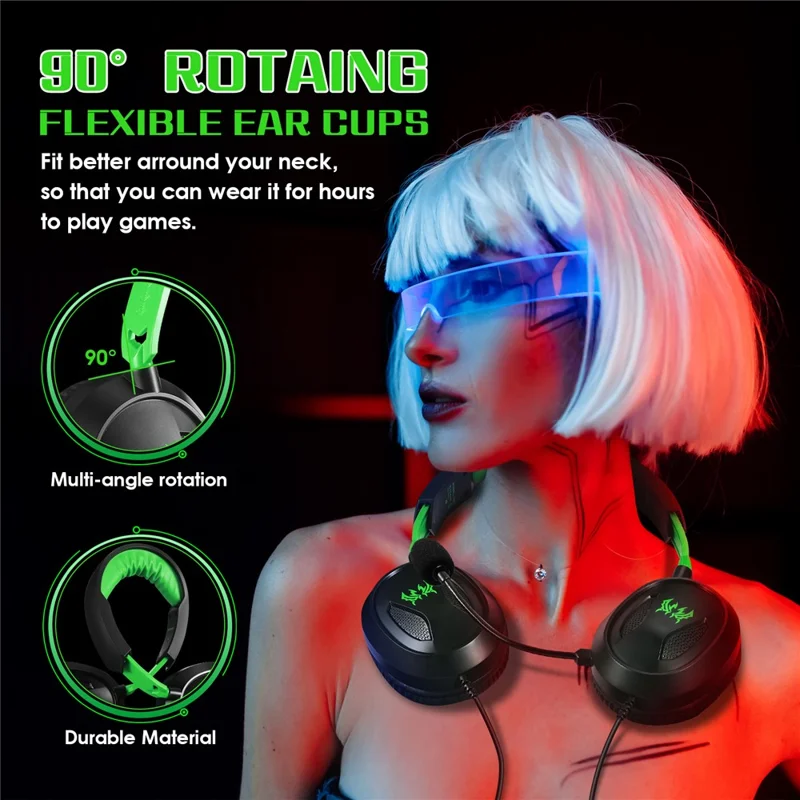 KOTION EACH G3100 For PS4 / PS5 / Nintendo Switch Gaming Headset Wired Headphone with Microphone - Green