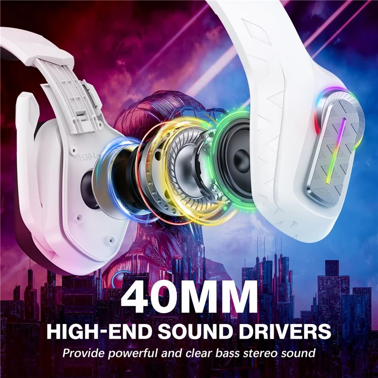 KOTION EACH G4100 Wired Gaming Headset with Mic 3.5mm + USB LED Light Over-Ear Headphone - White