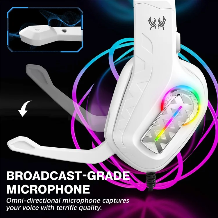 KOTION EACH G4100 Wired Gaming Headset with Mic 3.5mm + USB LED Light Over-Ear Headphone - White