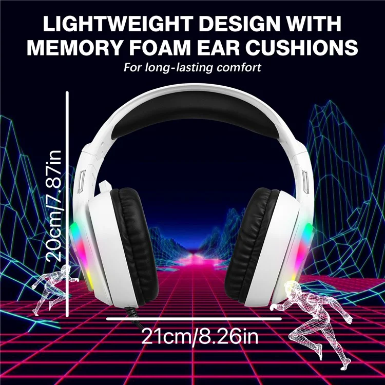 KOTION EACH G4100 Wired Gaming Headset with Mic 3.5mm + USB LED Light Over-Ear Headphone - White