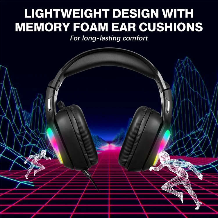 KOTION EACH G4100 Wired Gaming Headset with Mic 3.5mm + USB LED Light Over-ear Headphone - Black