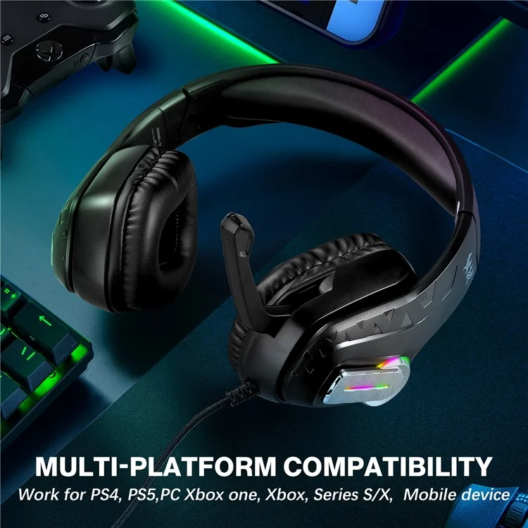 KOTION EACH G4100 Wired Gaming Headset with Mic 3.5mm + USB LED Light Over-ear Headphone - Black