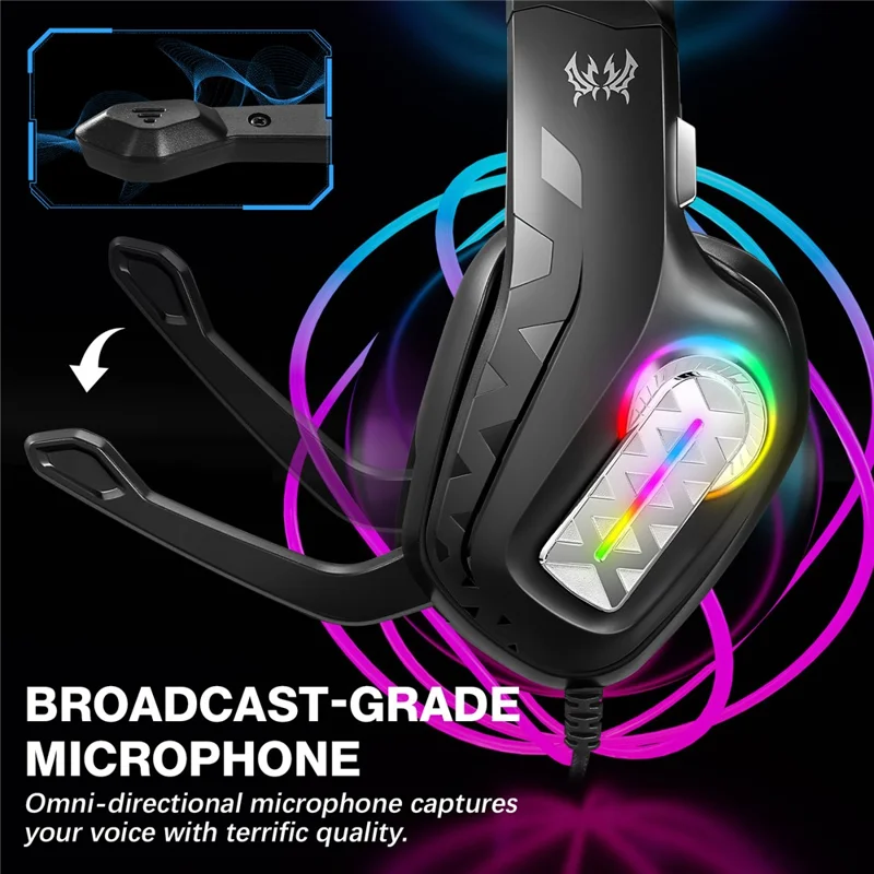 KOTION EACH G4100 Wired Gaming Headset with Mic 3.5mm + USB LED Light Over-ear Headphone - Black