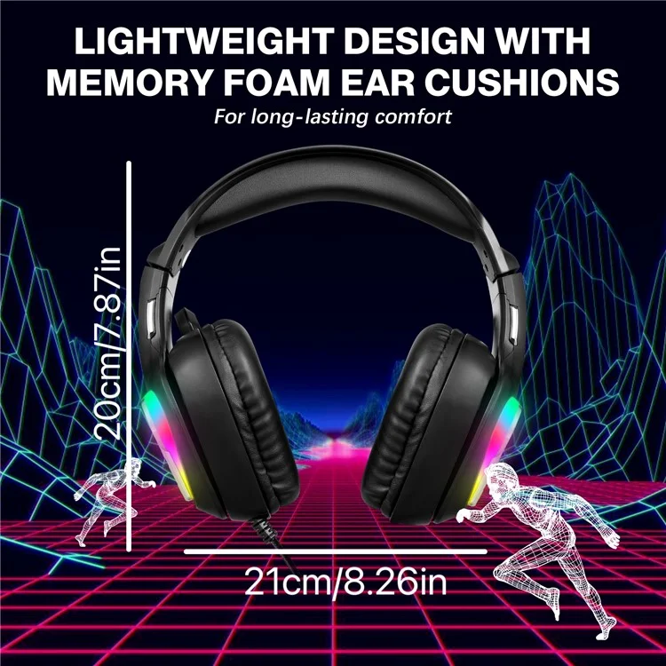 KOTION EACH G4100 Wired Gaming Headset with Mic 3.5mm + USB LED Light Over-ear Headphone - Black