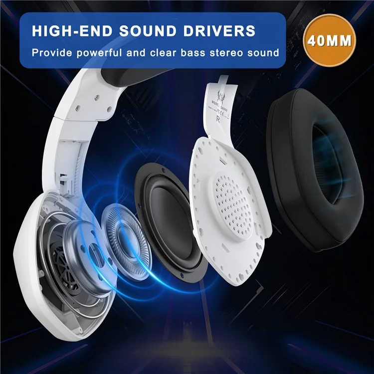KOTION EACH G6000 For PS5 Computer Gaming Headset LED Light Wired PC Headphone with Microphone - White