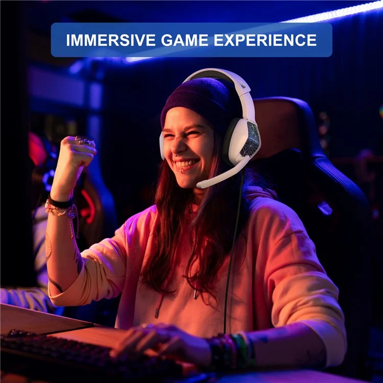 KOTION EACH G6000 For PS5 Computer Gaming Headset LED Light Wired PC Headphone with Microphone - White