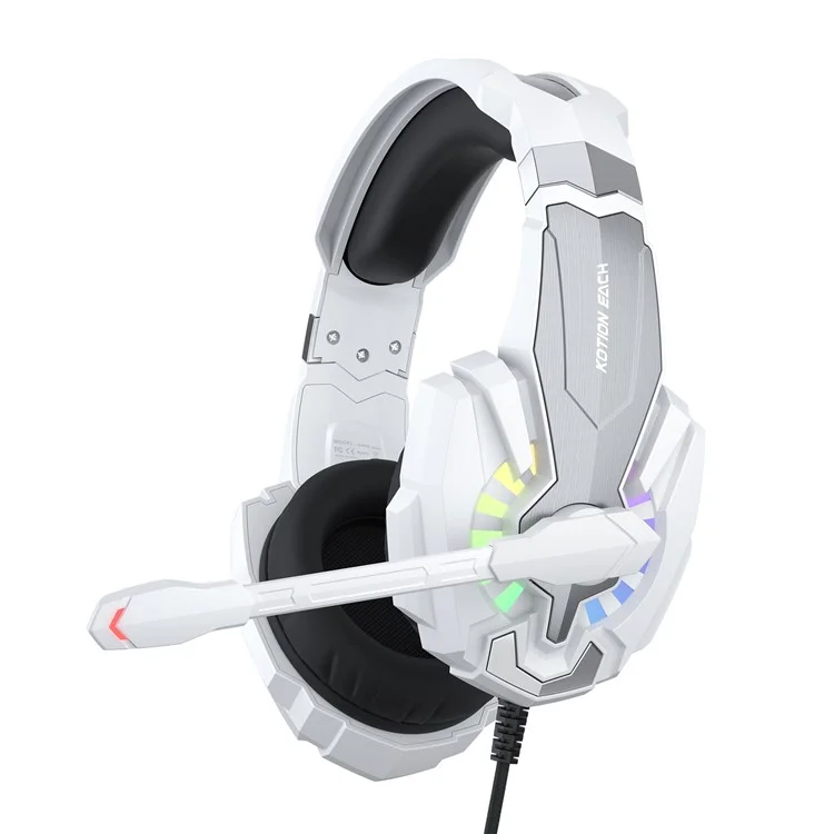 KOTION EACH G9000 Plus Gaming Headset Wired Computer RGB Lighting Over-Ear Headphone with Microphone - White