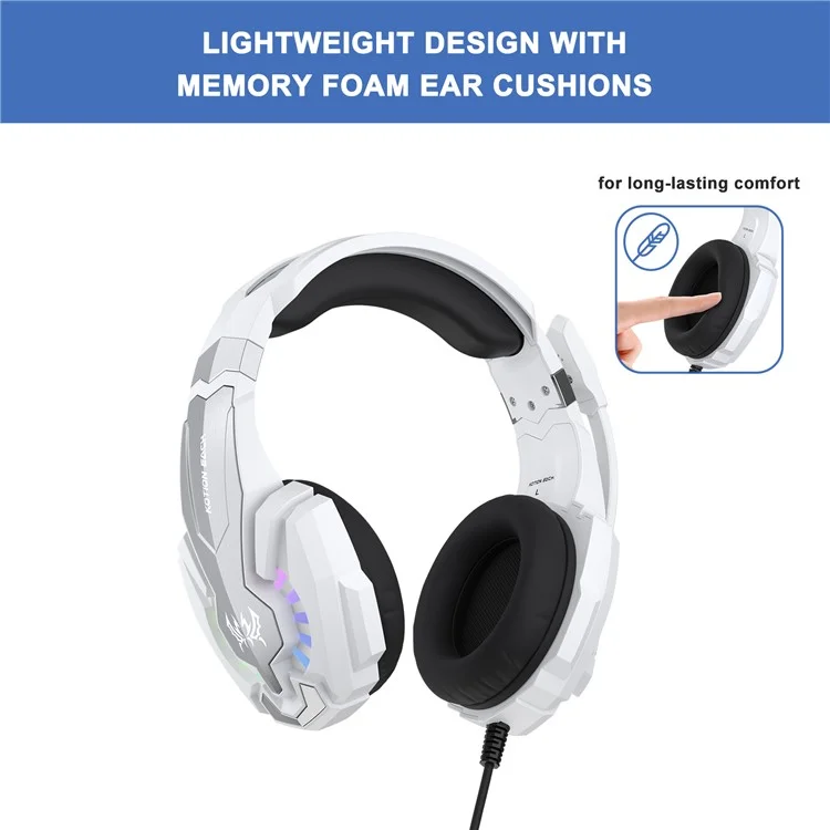 KOTION EACH G9000 Plus Gaming Headset Wired Computer RGB Lighting Over-Ear Headphone with Microphone - White
