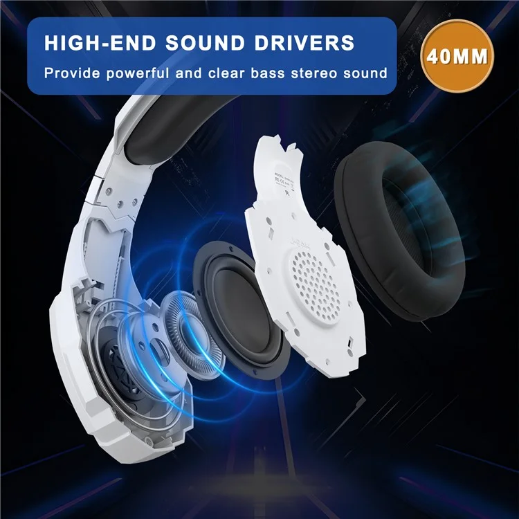 KOTION EACH G9000 Plus Gaming Headset Wired Computer RGB Lighting Over-Ear Headphone with Microphone - White