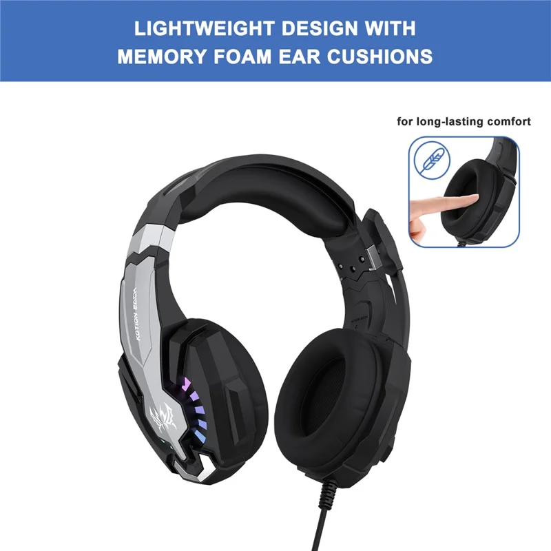 KOTION EACH G9000 Plus Gaming Headset Wired Computer RGB Lighting Over-ear Headphone with Microphone - Black