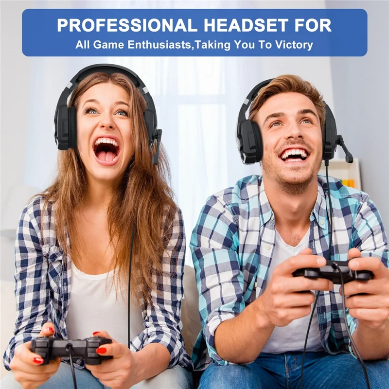 KOTION EACH G9000 Plus Gaming Headset Wired Computer RGB Lighting Over-ear Headphone with Microphone - Black