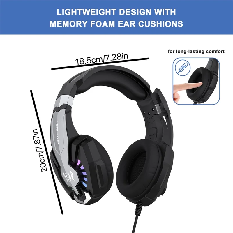 KOTION EACH G9000 Plus Gaming Headset Wired Computer RGB Lighting Over-ear Headphone with Microphone - Black