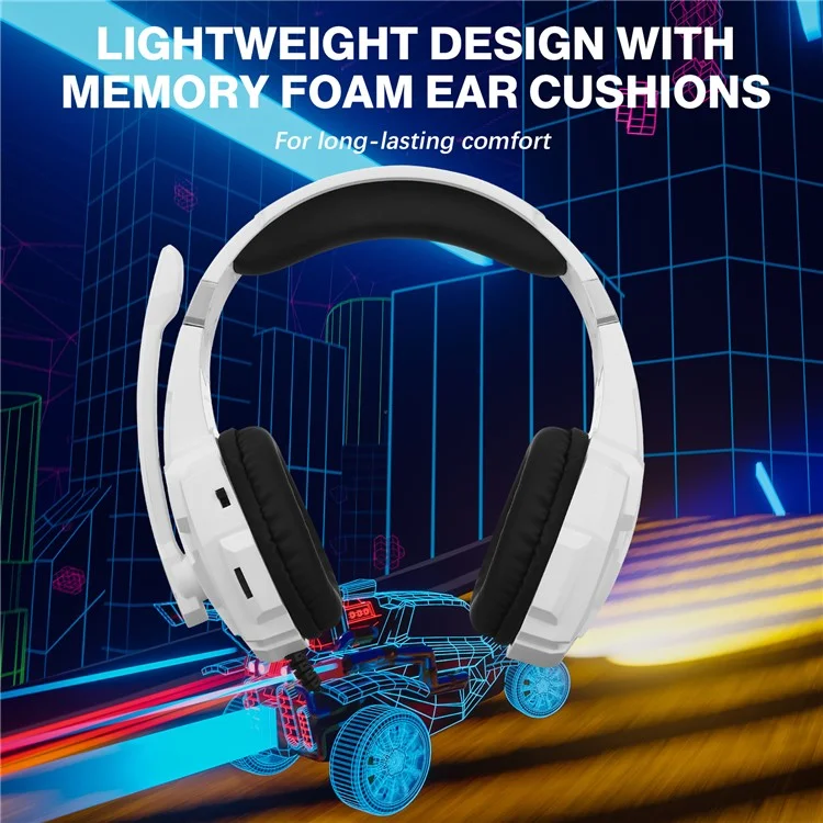 KOTION EACH G9000 Pro LED Light Gaming Headset Wired Over-Ear PC Headphone with Microphone - White