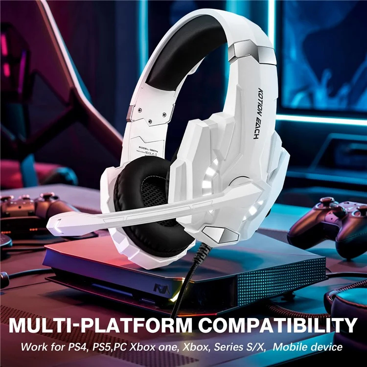 KOTION EACH G9000 Pro LED Light Gaming Headset Wired Over-Ear PC Headphone with Microphone - White