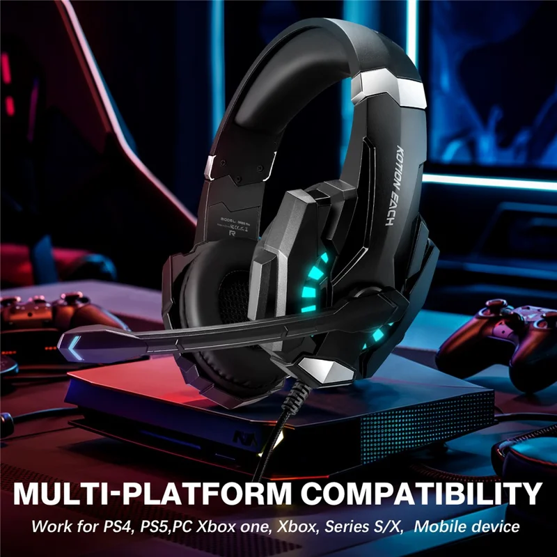 KOTION EACH G9000 Pro LED Light Gaming Headset Wired Over-ear PC Headphone with Microphone - Black