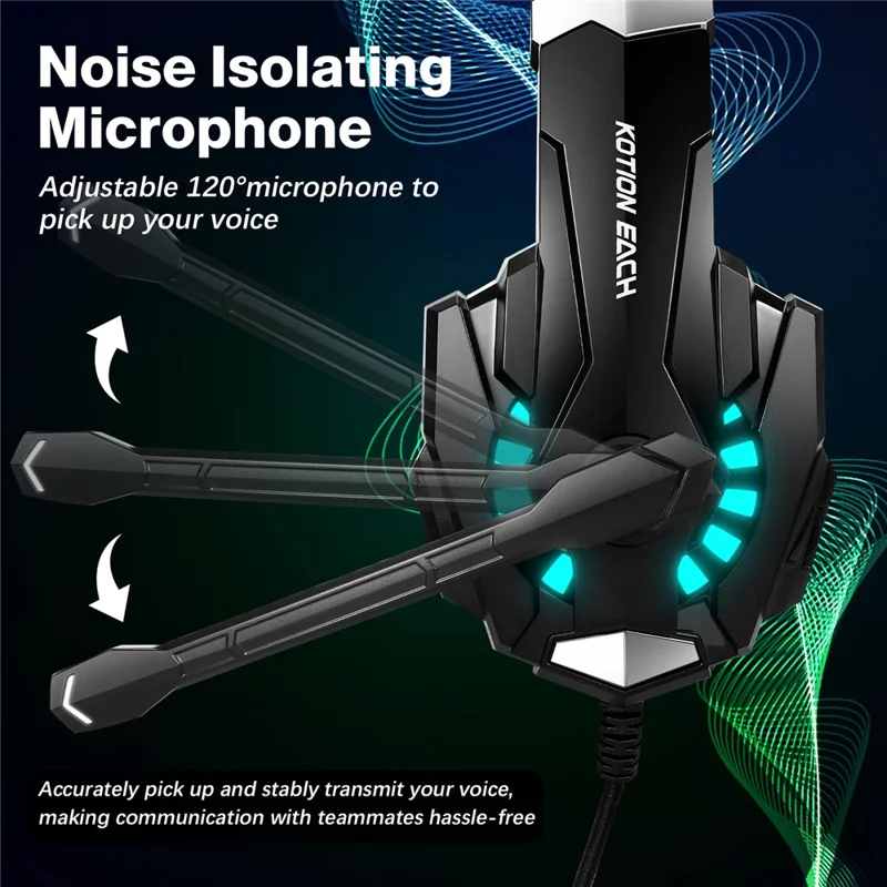 KOTION EACH G9000 Pro LED Light Gaming Headset Wired Over-ear PC Headphone with Microphone - Black