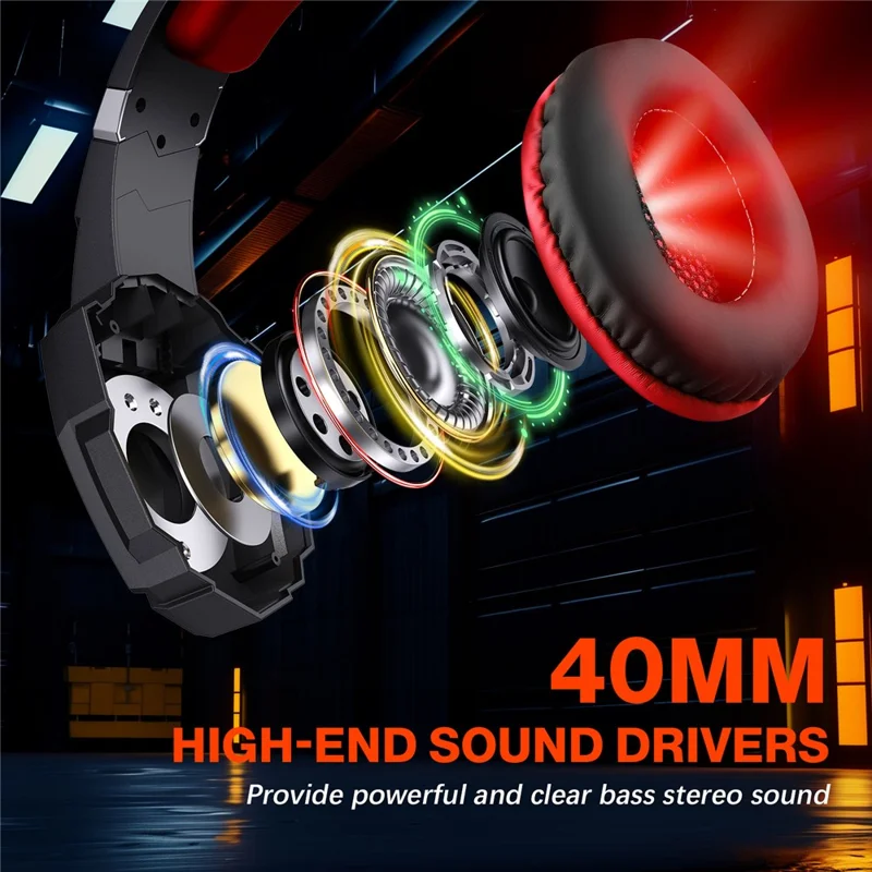 KOTION EACH G9000 Pro Игровая гарнитура с LED-подсветкой, проводная, Over-Ear наушники с микрофоном - Черный+Красный