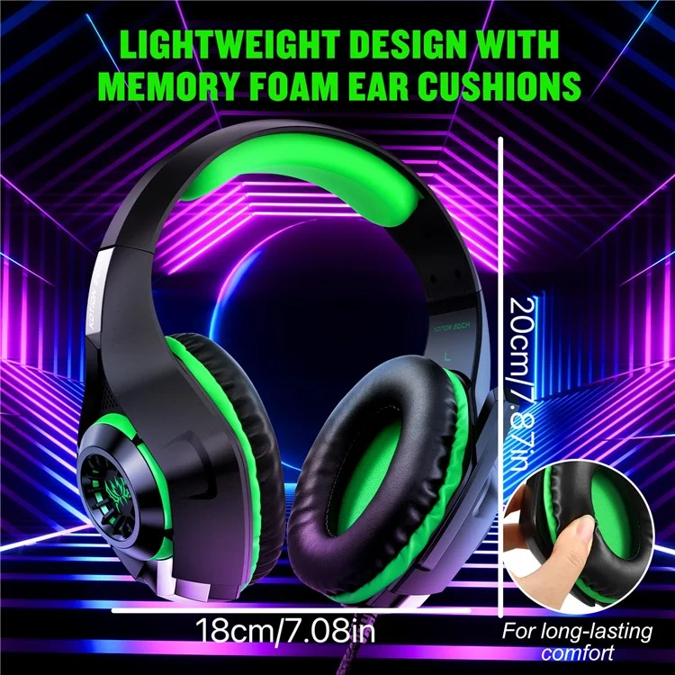 KOTION EACH GS400 LED Light Gaming Headset Wired Over-Ear Headphone with Audio Adapter Cable for PC / PS4 / PS5 - Red