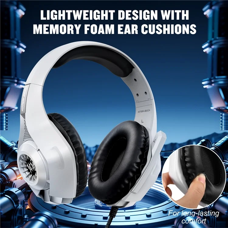 KOTION EACH GS410 For PC / PS4 / PS5 Gaming Headset RGB Light Wired Headphone with Audio Adapter Cable - White