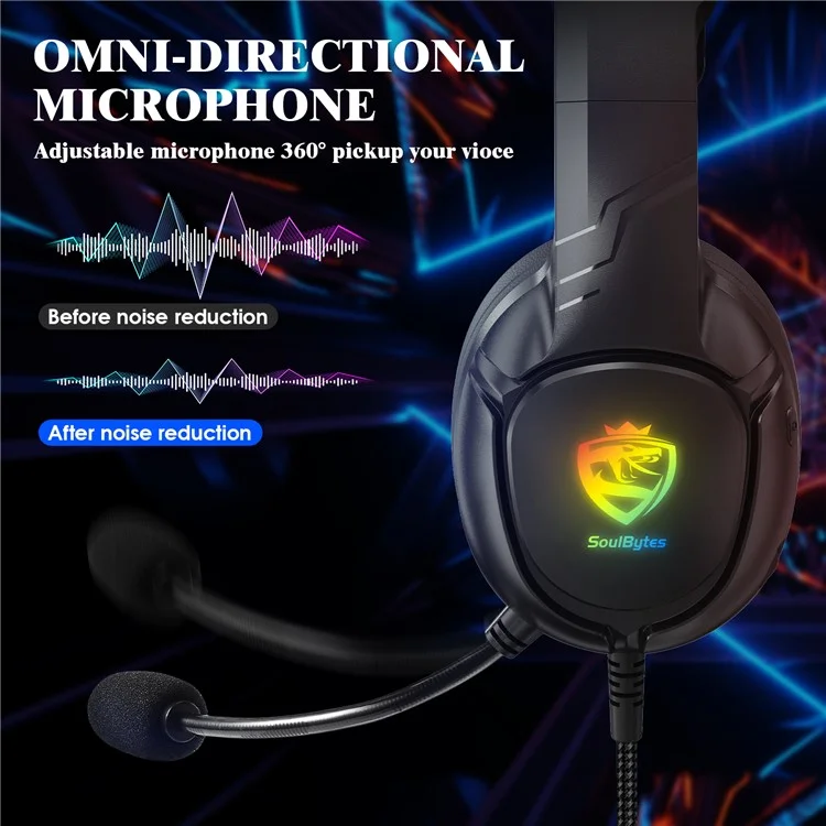 KOTION EACH S20 Gaming Headset LED Light Deep Bass Wired Headphone for PC / PS4 / PS5 with Adapter Cable