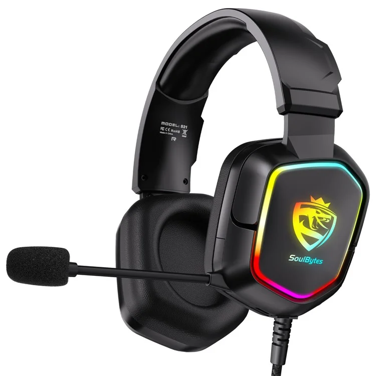KOTION EACH S21 For PC / PS4 / PS5 Over-Ear Gaming Headset RGB Light Wired Headphone with Adapter Cable