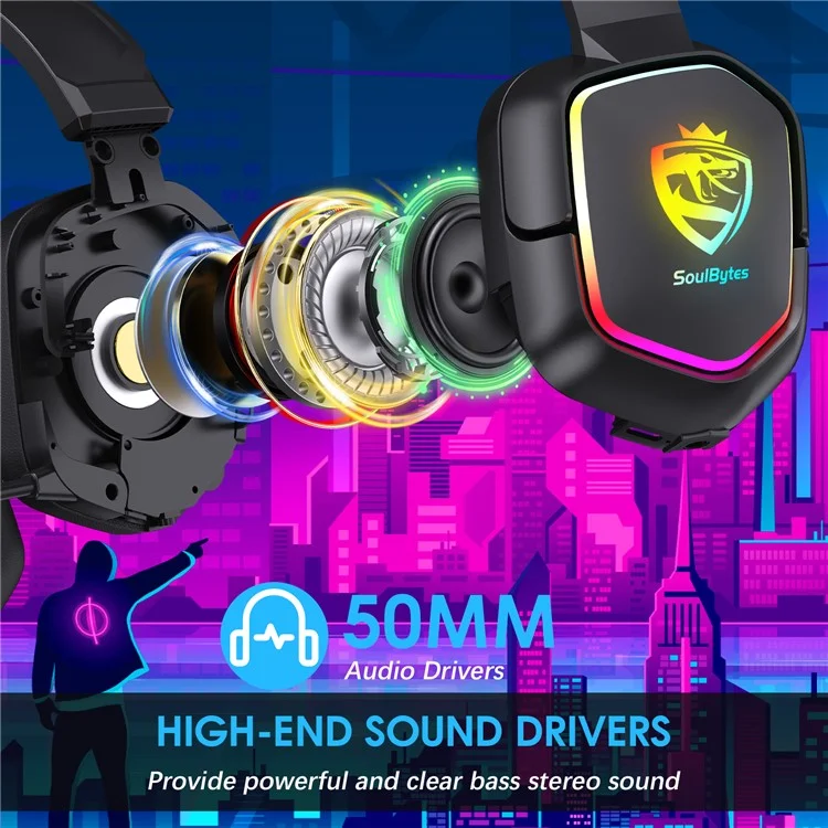 KOTION EACH S21 For PC / PS4 / PS5 Over-Ear Gaming Headset RGB Light Wired Headphone with Adapter Cable