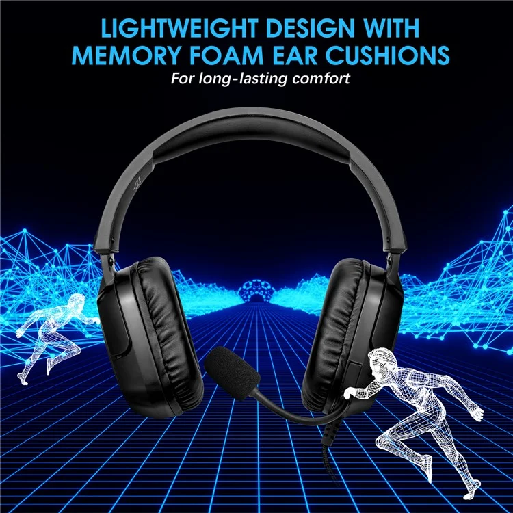 KOTION EACH S21 For PC / PS4 / PS5 Over-Ear Gaming Headset RGB Light Wired Headphone with Adapter Cable