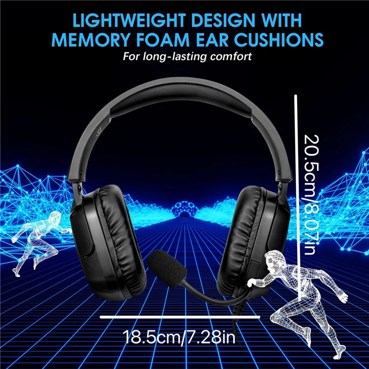 KOTION EACH S21 For PC / PS4 / PS5 Over-Ear Gaming Headset RGB Light Wired Headphone with Adapter Cable