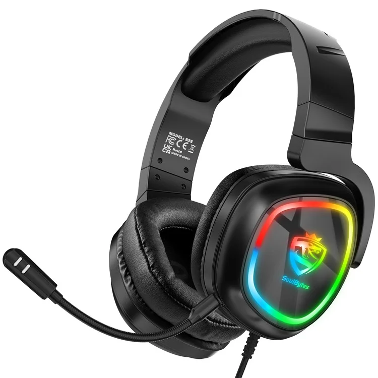 KOTION EACH S22 Gaming Headset Rotatable Microphone Over-Ear Headphone for PC / PS5 / PS4 with Adapter Cable