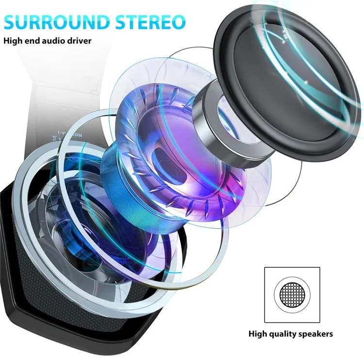 KOTION EACH V-1 Gaming Headset RGB Light Wired Computer Headphone with Adapter Cable - Black+Blue