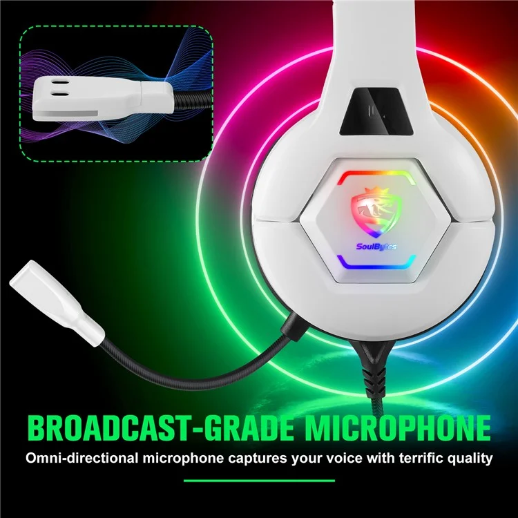 KOTION EACH S100 Wired Gaming Headset for PS4 / PS5 / Computer E-Sports LED Light Headphone with Adapter Cable - White
