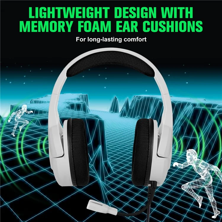 KOTION EACH S100 Wired Gaming Headset for PS4 / PS5 / Computer E-Sports LED Light Headphone with Adapter Cable - White