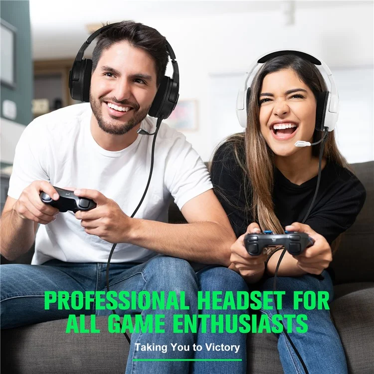 KOTION EACH S100 Wired Gaming Headset for PS4 / PS5 / Computer E-Sports LED Light Headphone with Adapter Cable - White