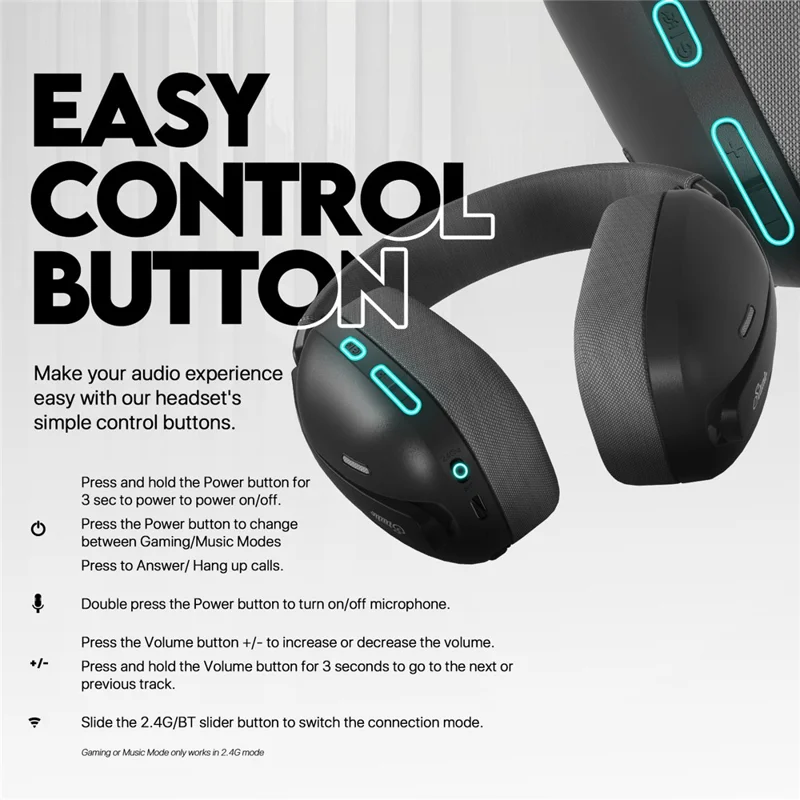 TEEVO Studio WHG03 Auriculares Over-Ear Compatibles con Bluetooth / 2,4 GHz / Auriculares Gaming con Cable para Música