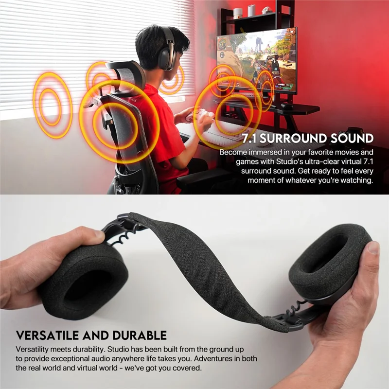 TEEVO Studio WHG03 Auriculares Over-Ear Compatibles con Bluetooth / 2,4 GHz / Auriculares Gaming con Cable para Música