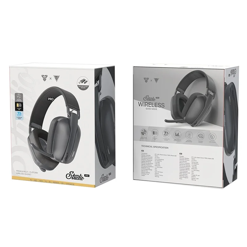 TEEVO Studio Pro WHG03P Over-Ear Headphone Bluetooth-Compatible / Wireless / Wired Foldable Low Latency Headset - Grey